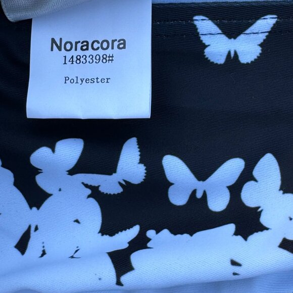Noracora Butterfly Print Two-Piece Bikini Set Swim XXL Black & White Beach NWT - Picture 4 of 9